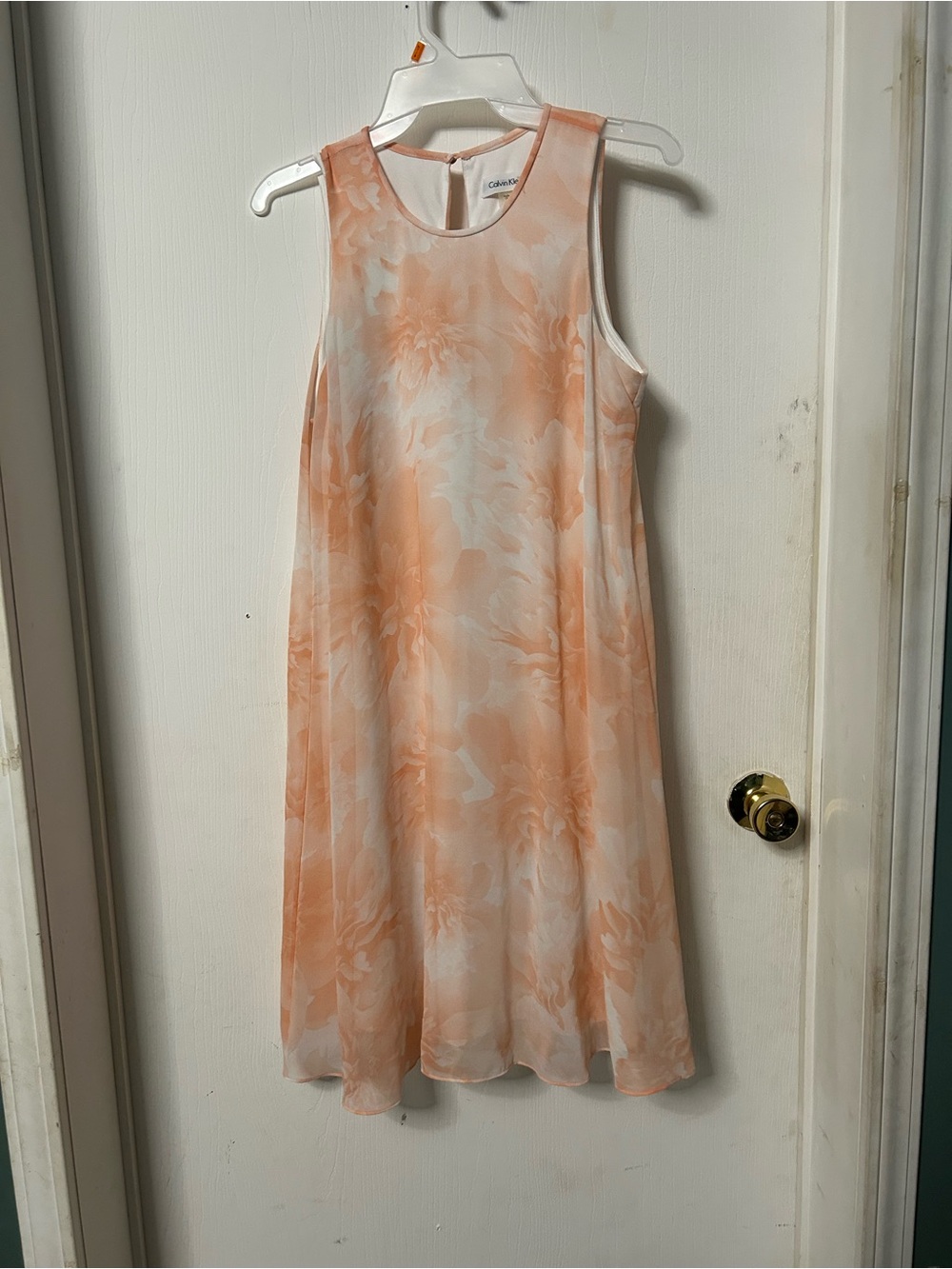 Calvin Klein Peach Floral Sleeveless Shift Dress